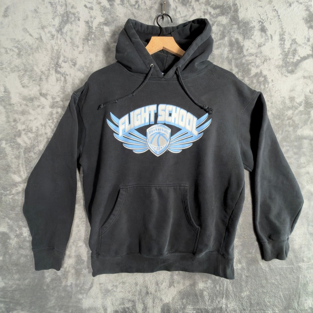 Mens Hoodie Pullover Black M Jordan Flight School Basketball Graphic Cotton
